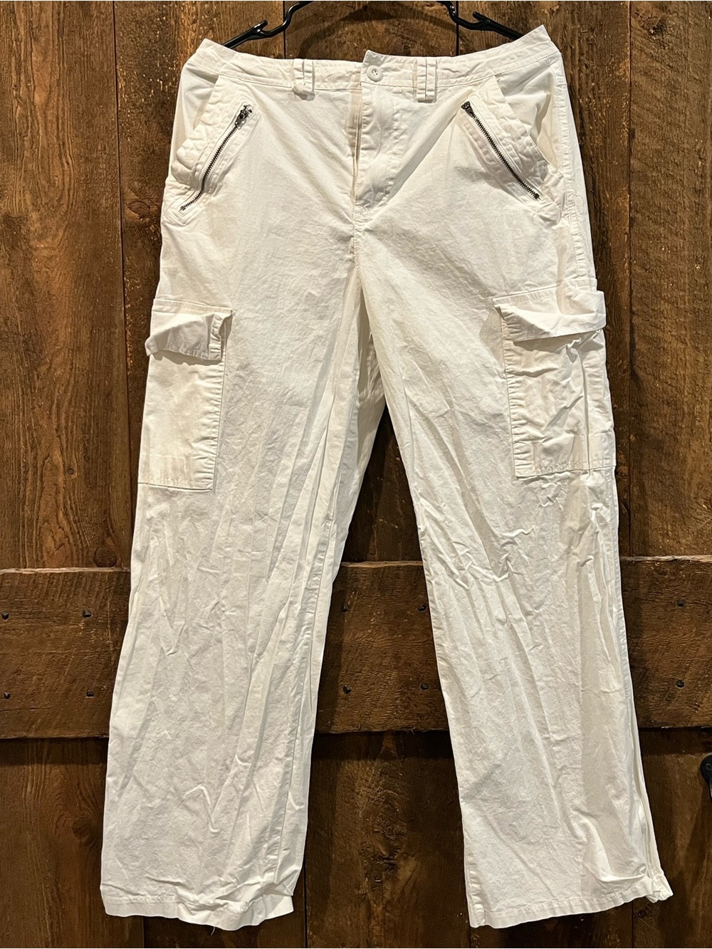 Women's Cream Cargo Joggers with Zip Pockets